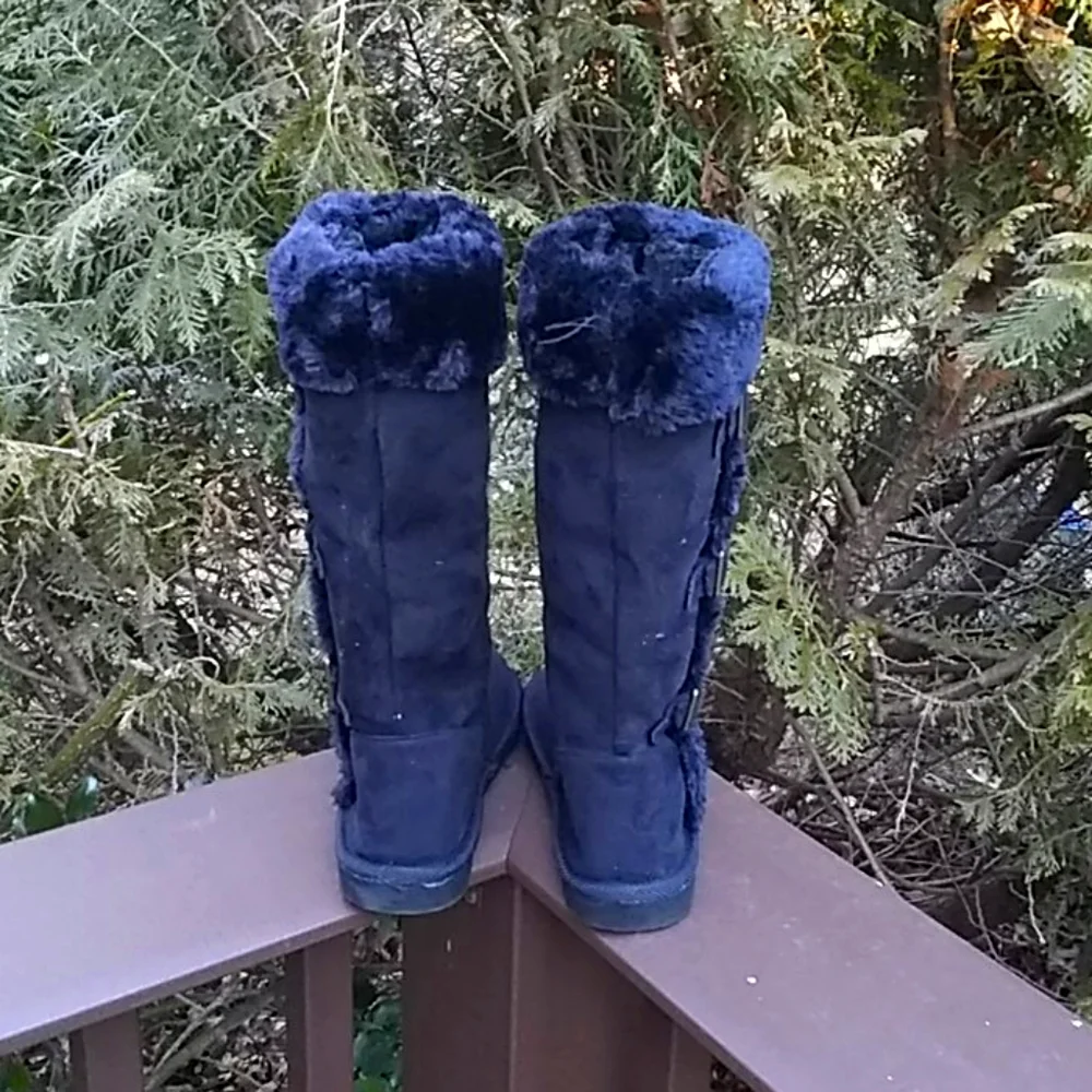 Faux Suede Pull-on Winter Boots